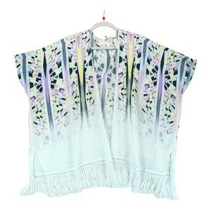 NWT $79 Victoria's Secret Women's Geometric Abstract Pattern Fringe Kimono‎ Sz M